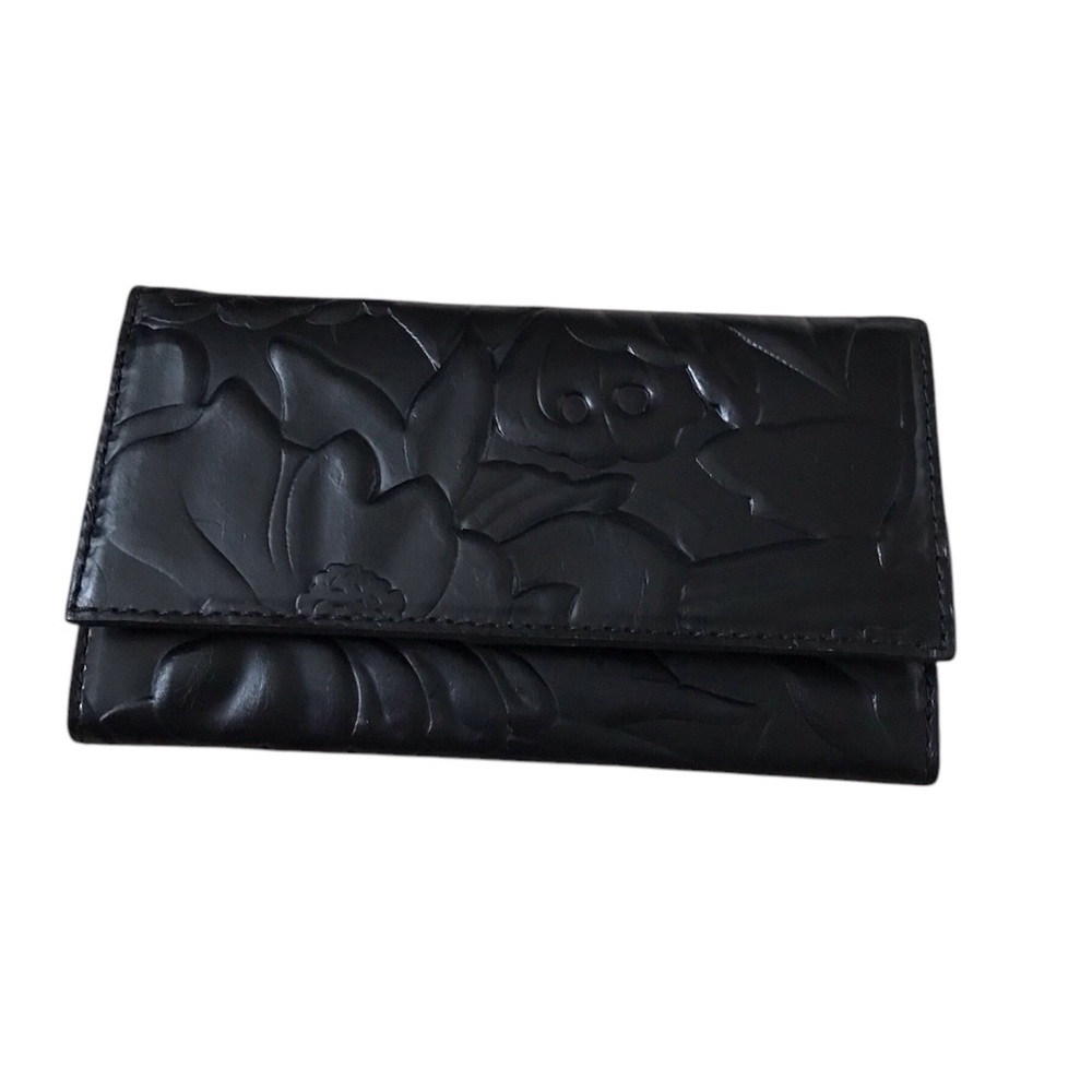 ￼ PATRICIA NASH Floral Tooled, black wallet – excellent used condition